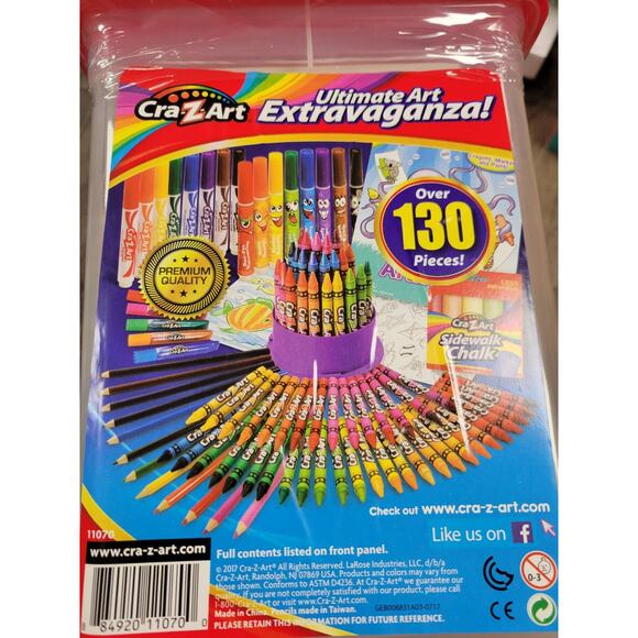 Cra-Z-Art Ultimate Art Extravaganza Tub (130 Piece) Crayons Art Set NEW - Picture 1 of 4